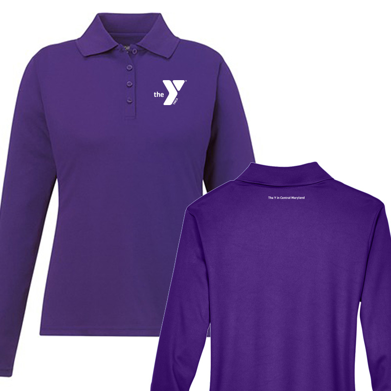 Ladies Long-Sleeve Polo-Purple (Assoc)