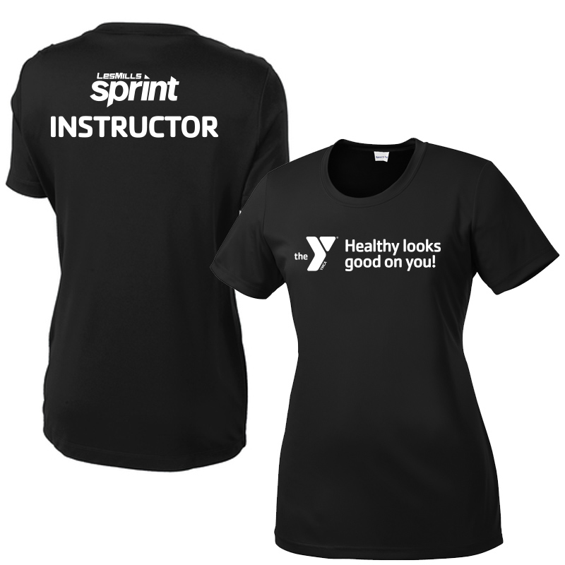 Les Mills Sprint Ladies Competitor Tee: Healthy Looks Good - Black (Assoc)