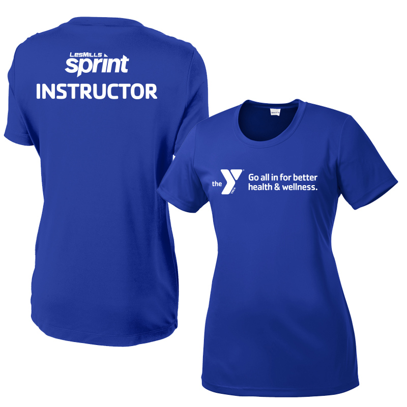 Les Mills Sprint Ladies Competitor Tee: All In - Royal (Assoc)