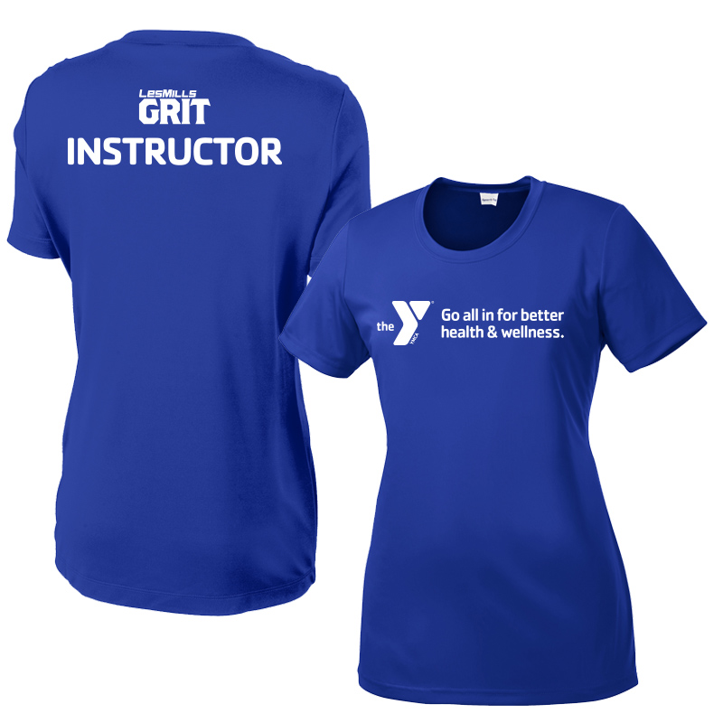 Les Mills Grit Ladies Competitor Tee: All In - Royal (Assoc)