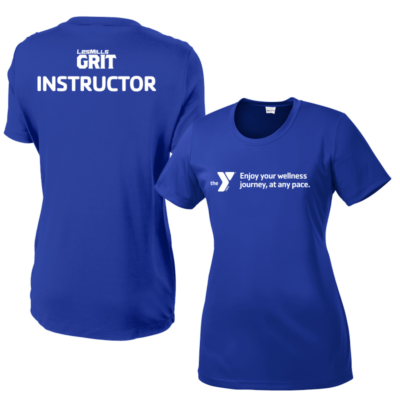 Les Mills Grit Ladies Competitor Tee: Wellness Journey - Royal (Assoc)