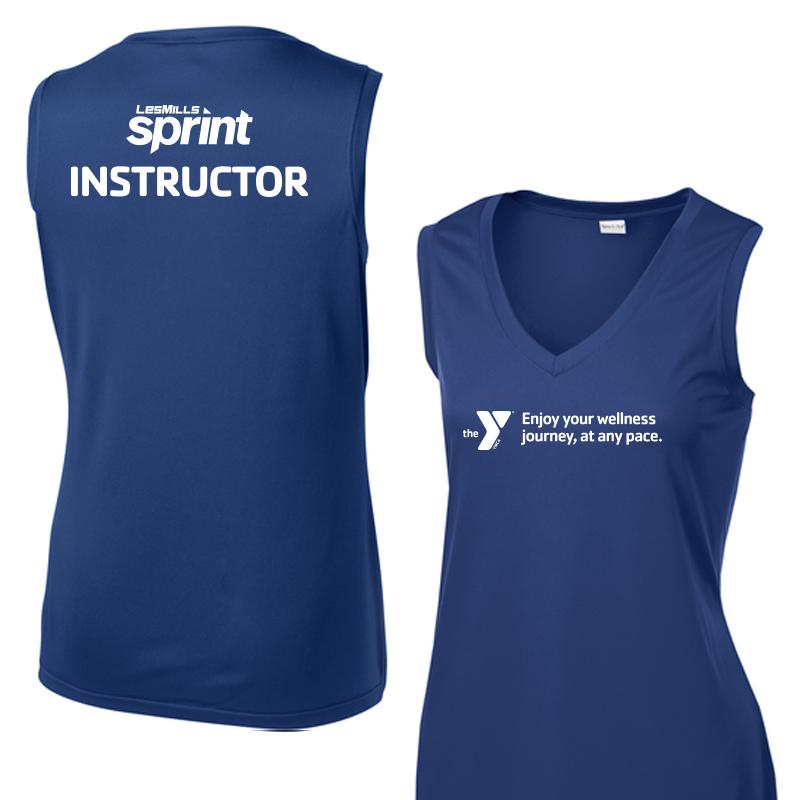 Les Mills Sprint Ladies Sleeveless VNeck: Wellness Journey - Royal (Assoc)