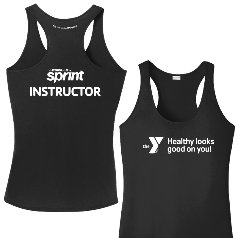 Les Mills Sprint Ladies Racerback Tank : Healthy Looks Good - Black (Assoc)