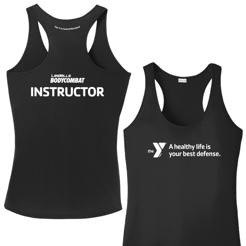 Les Mills Body Combat Ladies Racerback Tank : Best Defense - Black (Assoc)