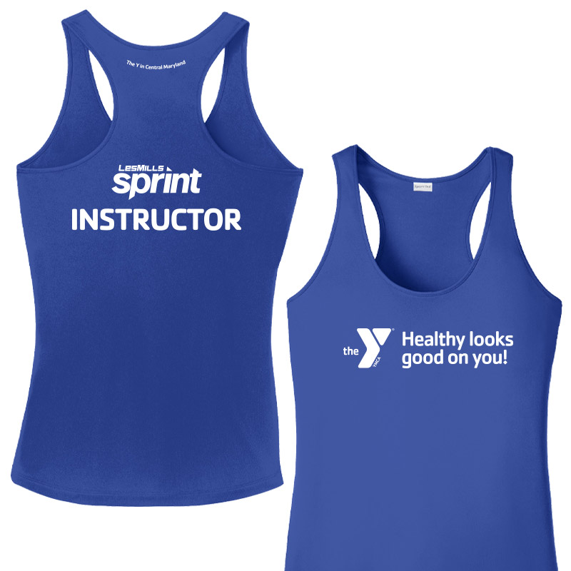 Les Mills Sprint Ladies Racerback Tank : Healthy Looks Good - Royal (Assoc)