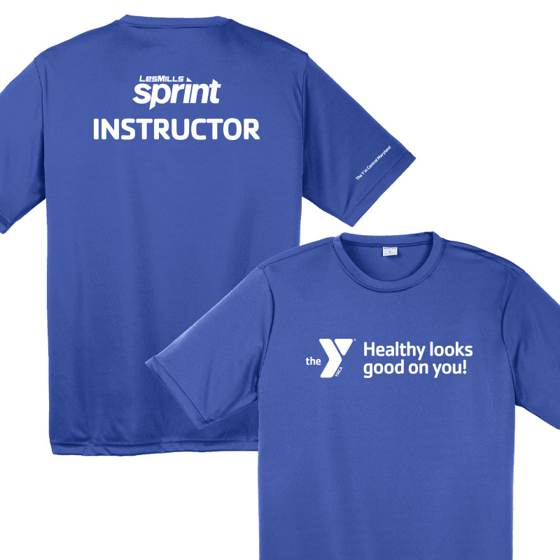 Les Mills Sprint Competitor Tee: Healthy Looks Good - Royal (Assoc)